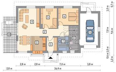 RZUT PARTERU POW. 81,6 m²
